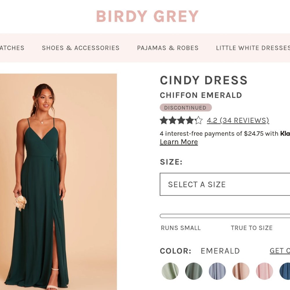 Birdy Grey Emerald XL CINDY DRESS CHIFFON Bridesmaid